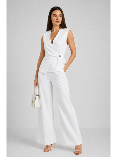 Elegant White Women's Set of Cotton Vest and Pants 26123 - 128 white / 2026