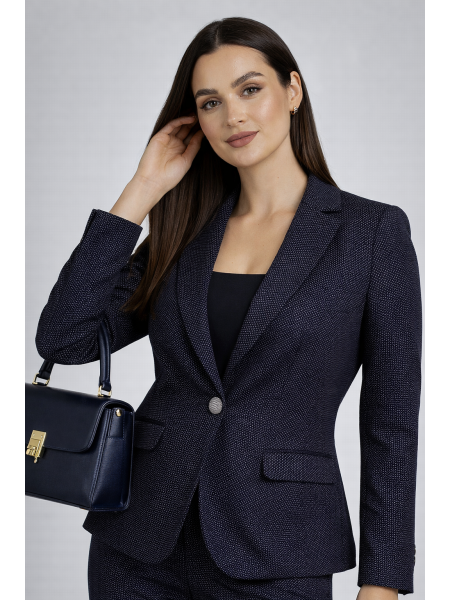 Jachetă Elegantă de Damă cu Dungi Fine și Un Nasture 26106 / 2026