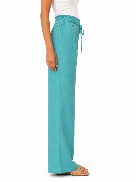 Women's Linen Trousers Turquoise 26123 - The Freshest Summer Model for 2026 / 2026 Women's Linen Trousers Turquoise 26123 - The Freshest Summer Model for 2026 / 2026