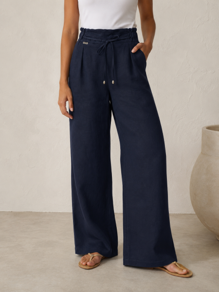 Women's Linen Pants Dark Blue 26123 dark blue - Summer Elegance / 2026