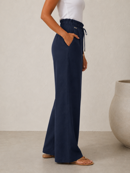 Women's Linen Pants Dark Blue 26123 dark blue - Summer Elegance / 2026 Women's Linen Pants Dark Blue 26123 dark blue - Summer Elegance / 2026