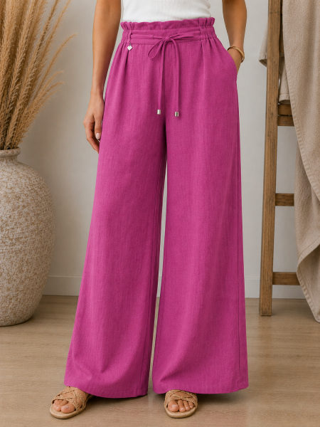 Women's Linen Pants Rose Ash with Wide Leg 26123 / 2026