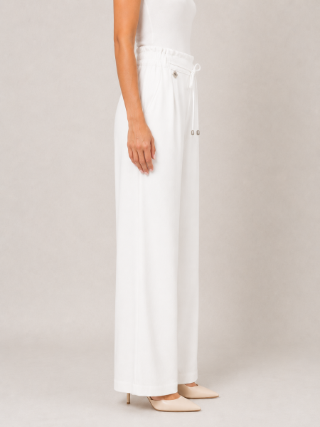 White Women's Wide Leg Viscose Trousers 26123 white / 2026 White Women's Wide Leg Viscose Trousers 26123 white / 2026