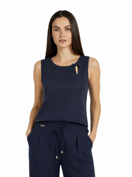 Women's Linen Tank Top in Dark Blue 26125 / 2026 Women's Linen Tank Top in Dark Blue 26125 / 2026