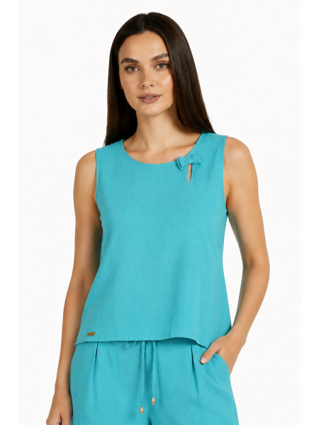 Women's Linen Tank Top in Turquoise - Freshness for Summer 2026 / 26125