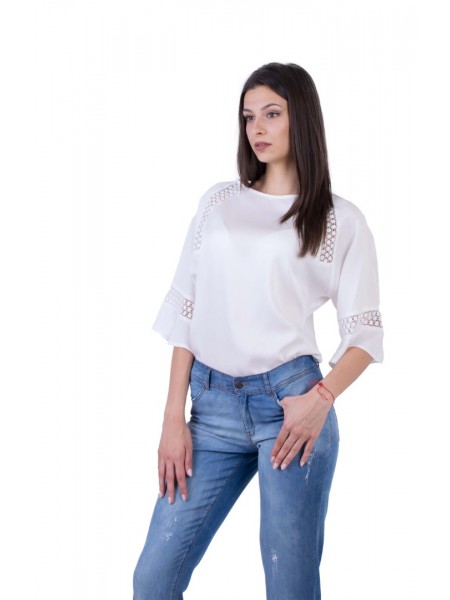 White Women's Blouse with Lace B 20178 / 2020