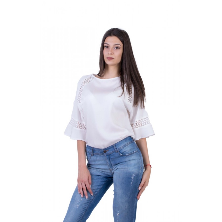 White Women's Blouse with Lace B 20178 / 2020