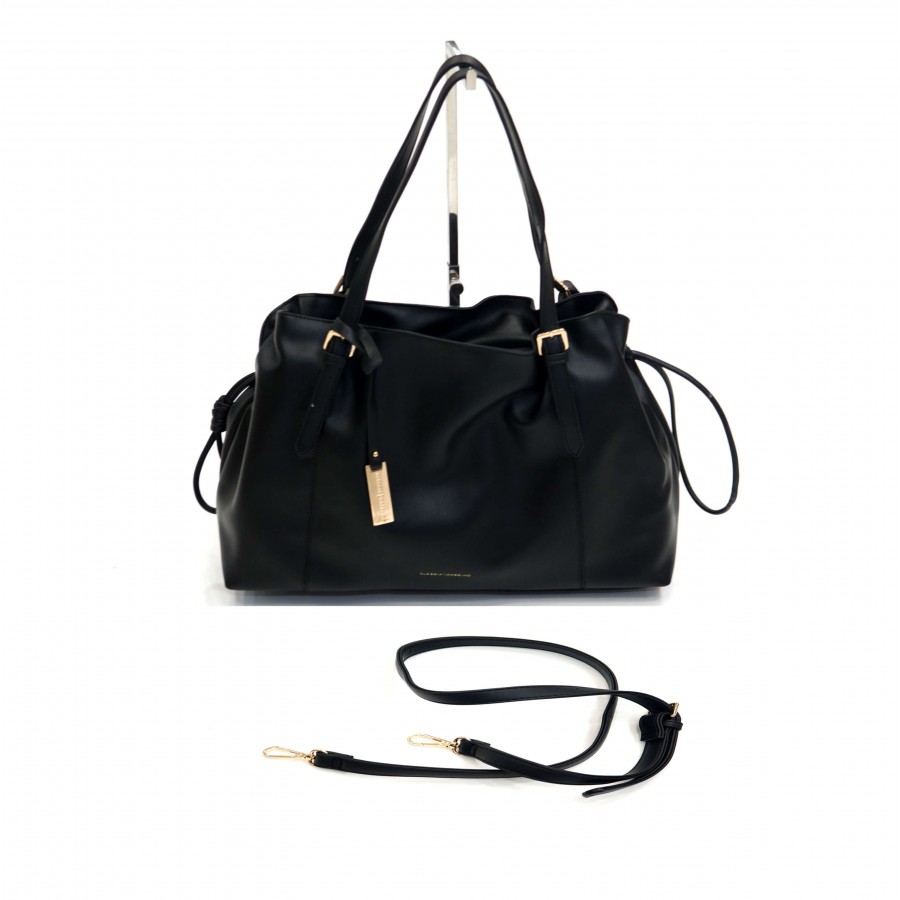 Черна дамска чанта с дълга дръжка и през рамо BAG 1169 BLACK