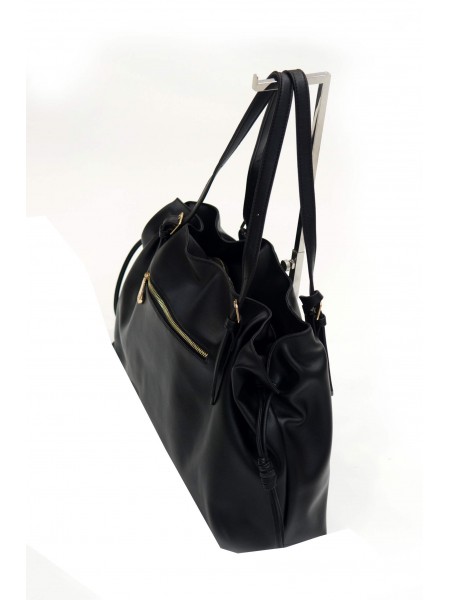 Черна дамска чанта с дълга дръжка и през рамо BAG 1169 BLACK