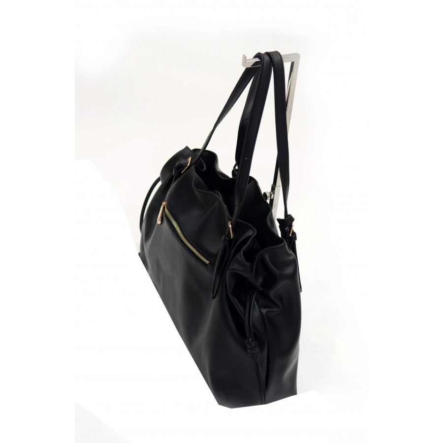 Черна дамска чанта с дълга дръжка и през рамо BAG 1169 BLACK