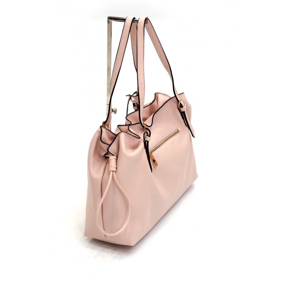 Розова дамска чанта с дълга дръжка и през рамо BAG 1169 PINK
