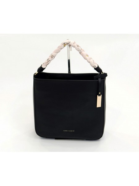 Black ladies handbag with short handle and shoulder BAG 1174 BLACK