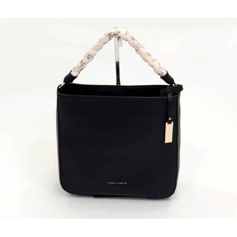 Черна дамска чанта с къса дръжка и през рамо BAG 1174 BLACK