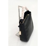 Black ladies handbag with short handle and shoulder BAG 1174 BLACK