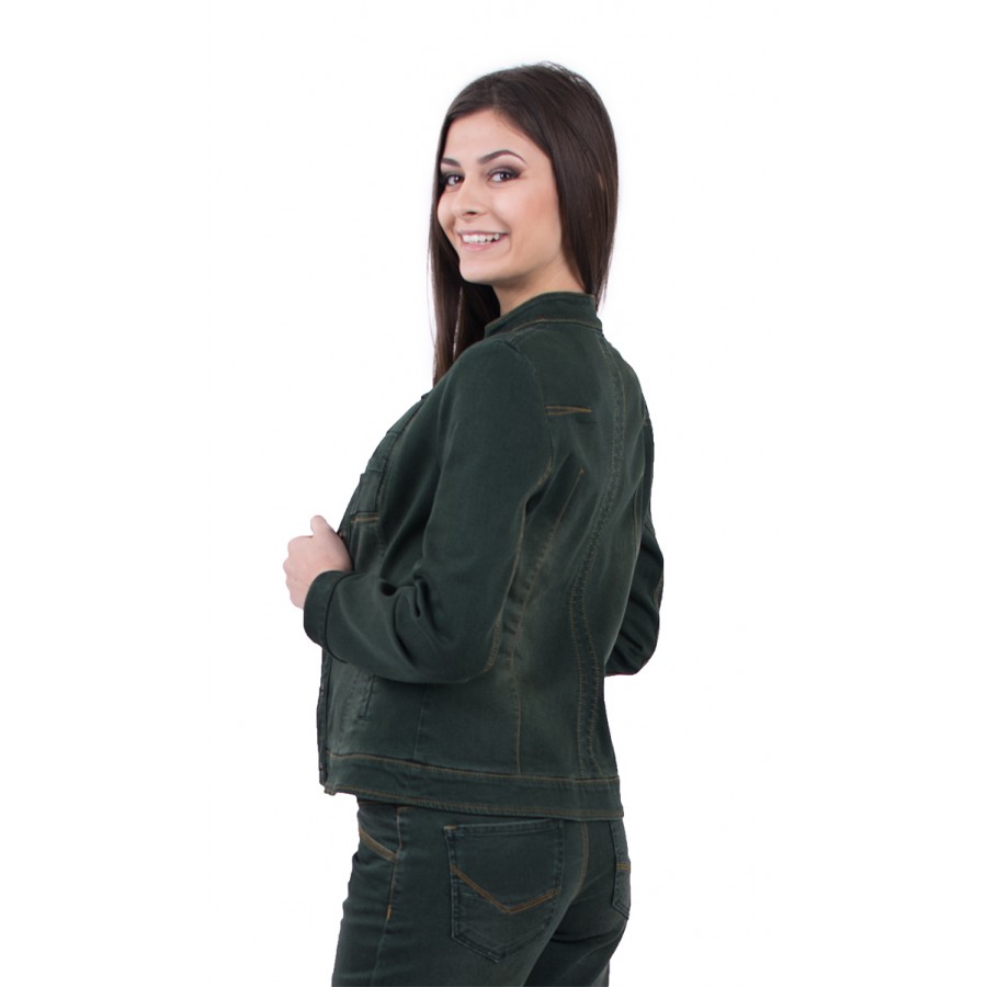 Dark Green Denim Jacket 16519