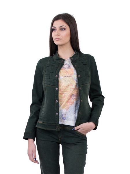 Dark Green Denim Jacket 16519