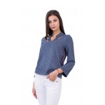 Ladies long sleeve blouse in blue B 18538 / 2019