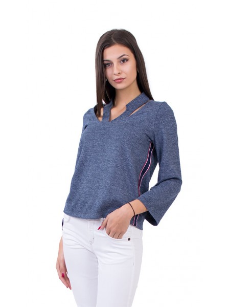 Ladies long sleeve blouse in blue B 18538 / 2019