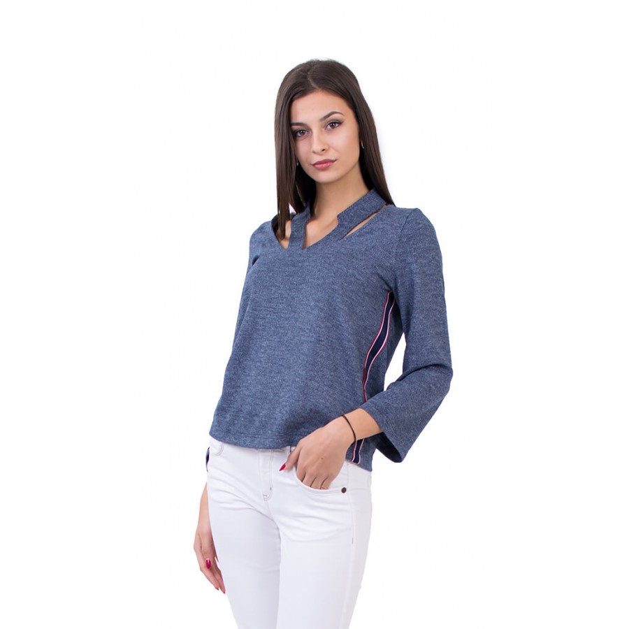 Ladies long sleeve blouse in blue B 18538 / 2019