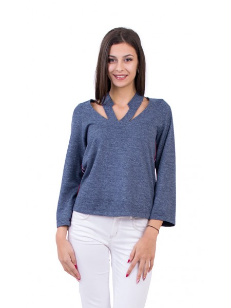 Ladies long sleeve blouse in blue B 18538 / 2019