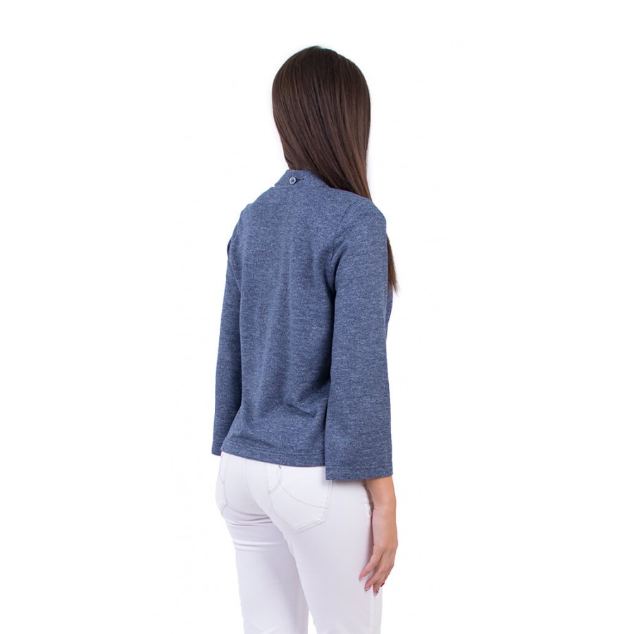 Ladies long sleeve blouse in blue B 18538 / 2019