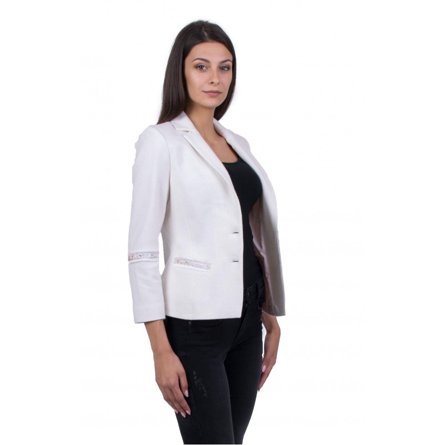 Women's Woolen Jacket White J 19519 / 2020