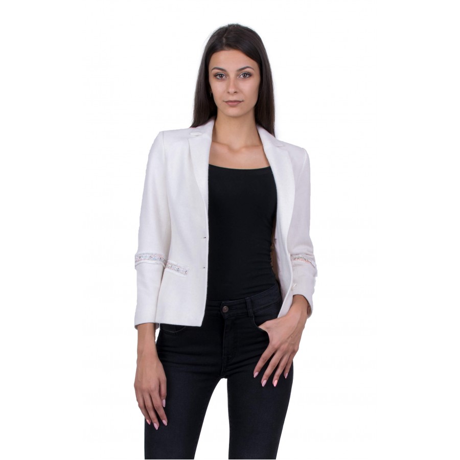 Women's Woolen Jacket White J 19519 / 2020