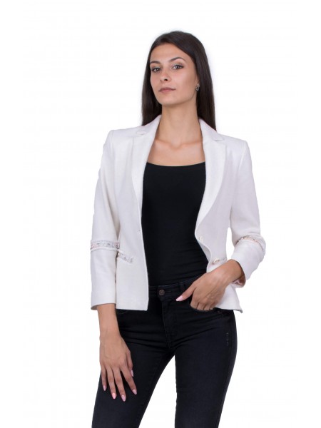 Women's Woolen Jacket White J 19519 / 2020