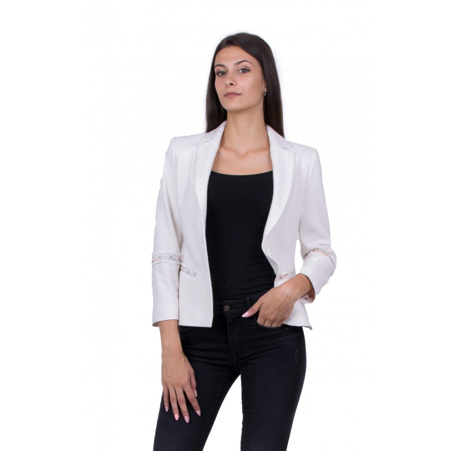 Women's Woolen Jacket White J 19519 / 2020