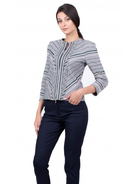 Pepit jacket suit with green, blue and white stripes and blue trousers with dots JN 19505 - 512 Green