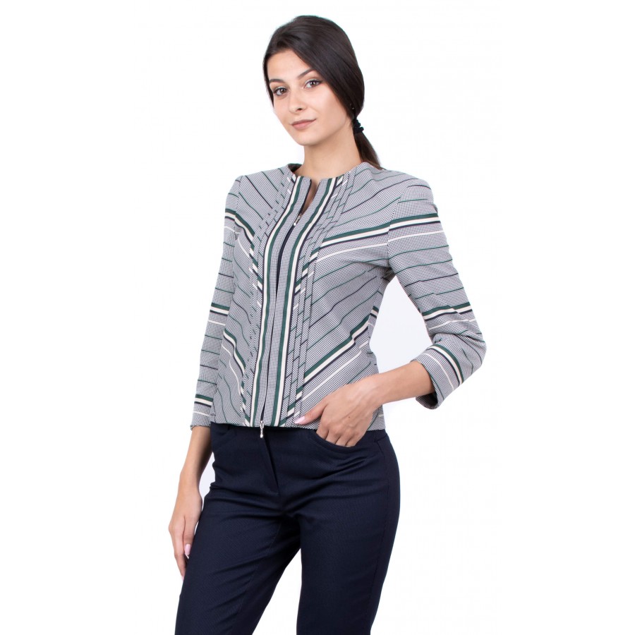 Pepit jacket suit with green, blue and white stripes and blue trousers with dots JN 19505 - 512 Green