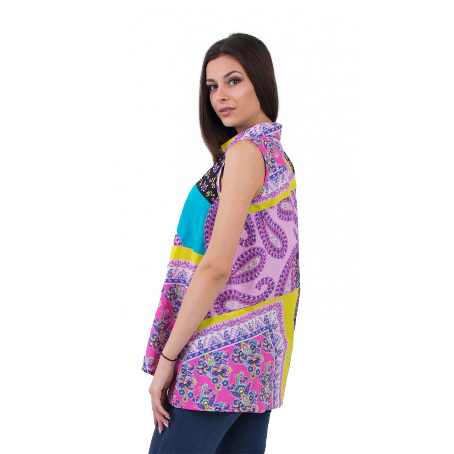 SLEEVELES COLORFUL COTTON SHIRT 16181 SLEEVELES COLORFUL COTTON SHIRT 16181