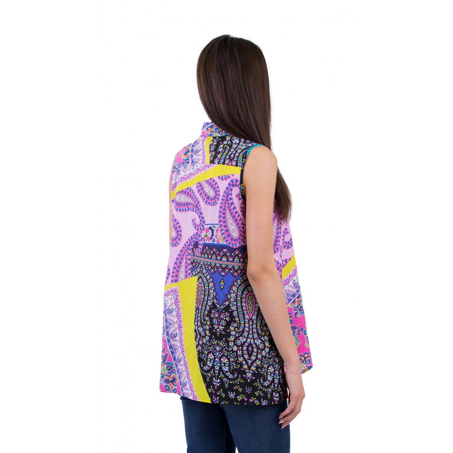 SLEEVELES COLORFUL COTTON SHIRT 16181 SLEEVELES COLORFUL COTTON SHIRT 16181