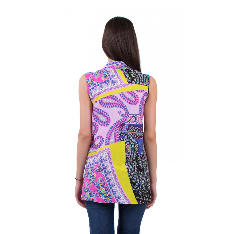 SLEEVELES COLORFUL COTTON SHIRT 16181 SLEEVELES COLORFUL COTTON SHIRT 16181