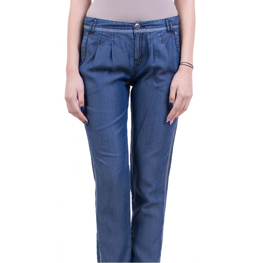 Pantaloni de damă cu margini din Denim de vară N 16104 A