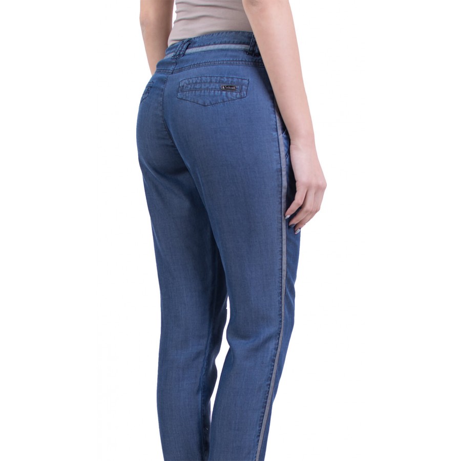 Pantaloni de damă cu margini din Denim de vară N 16104 A