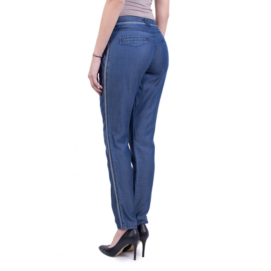 Pantaloni de damă cu margini din Denim de vară N 16104 A