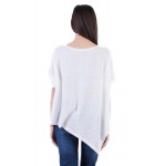 Women's Asymmetrical White Blouse 17157-s4 3/4 sleeve