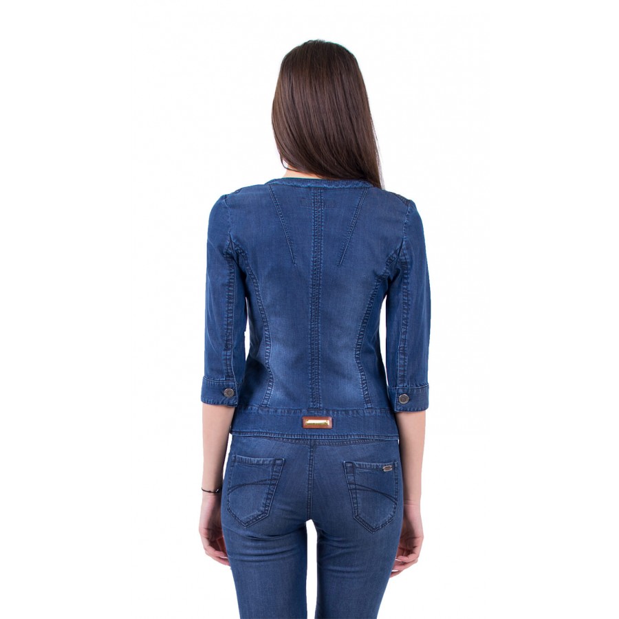 Blue denim jacket 17145 with 3/4 sleeves of denim t-shirt