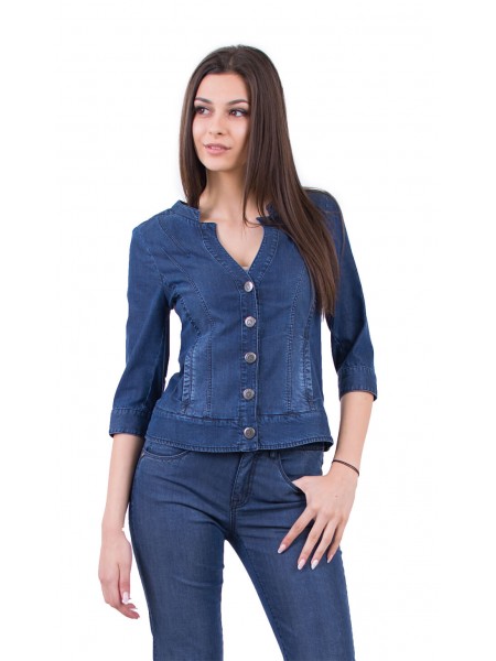 Sports - Geacă elegantă de damă pentru femei de Tencel Denim cu Elastane J 17145