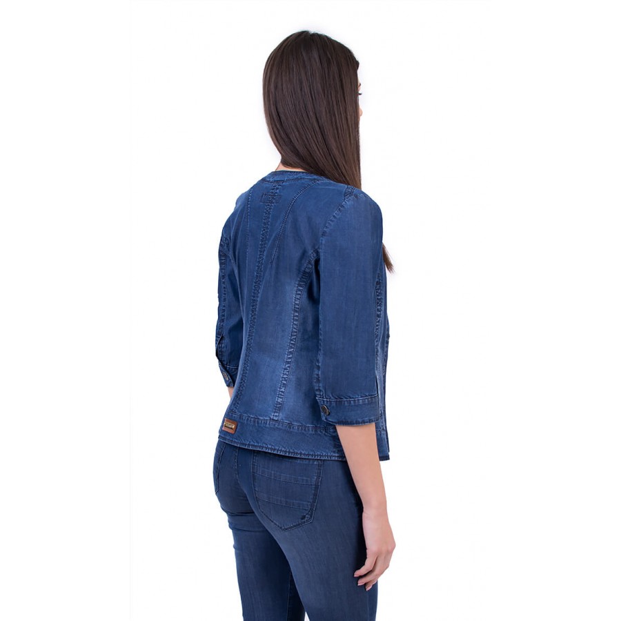 Елегантен дънков комплект от дънково сако с панталон JN 17145 - 116