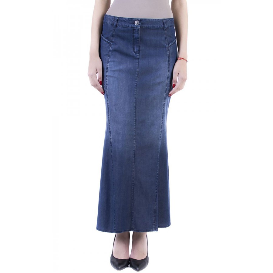 Tencel Elastanlı Uzun Kot Etek 17143 Tencel Elastanlı Uzun Kot Etek 17143
