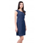 Rochie din denim pentru femei cu siluetă gratuită R 17109