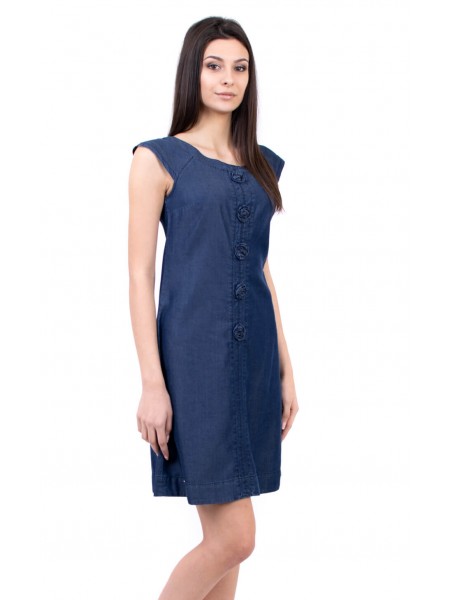 Rochie din denim pentru femei cu siluetă gratuită R 17109