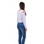 OUTFIT - WHITE STRIPED OPEN SHOULDER SHIRT IN WHITE & STONE WASHED AND RIPPED JEANS | INISESS ®