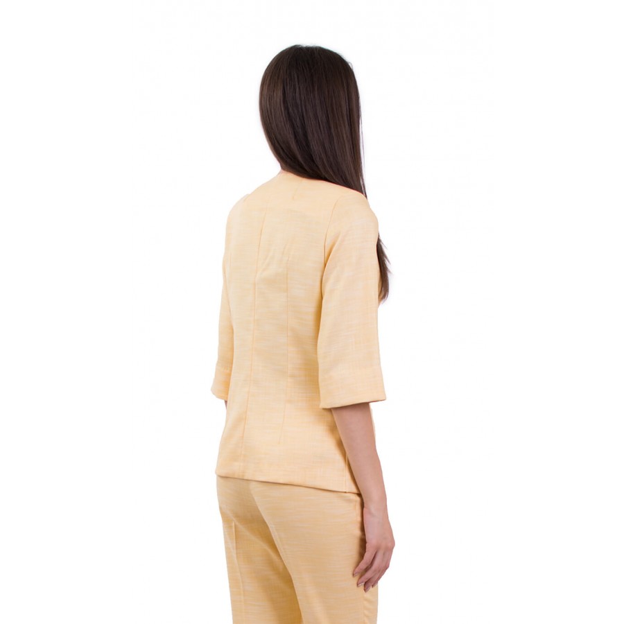 Дамско ленено сако в жълто J 18160 YELLOW Дамско ленено сако в жълто J 18160 YELLOW