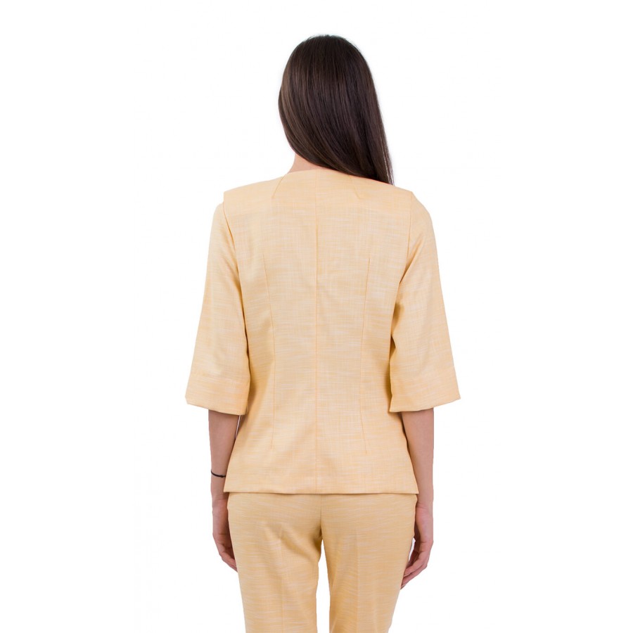 Дамско ленено сако в жълто J 18160 YELLOW Дамско ленено сако в жълто J 18160 YELLOW