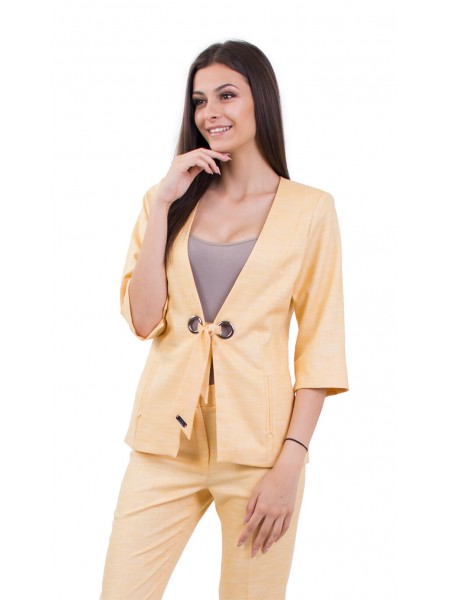 Women's Summer Jacket in Linen Type, Soft Yellow 18160 YELLOW