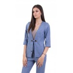 Дамско , Лятно Сако във Вид Лен 18160 BLUE | INISESS ® Дамско , Лятно Сако във Вид Лен 18160 BLUE | INISESS ®