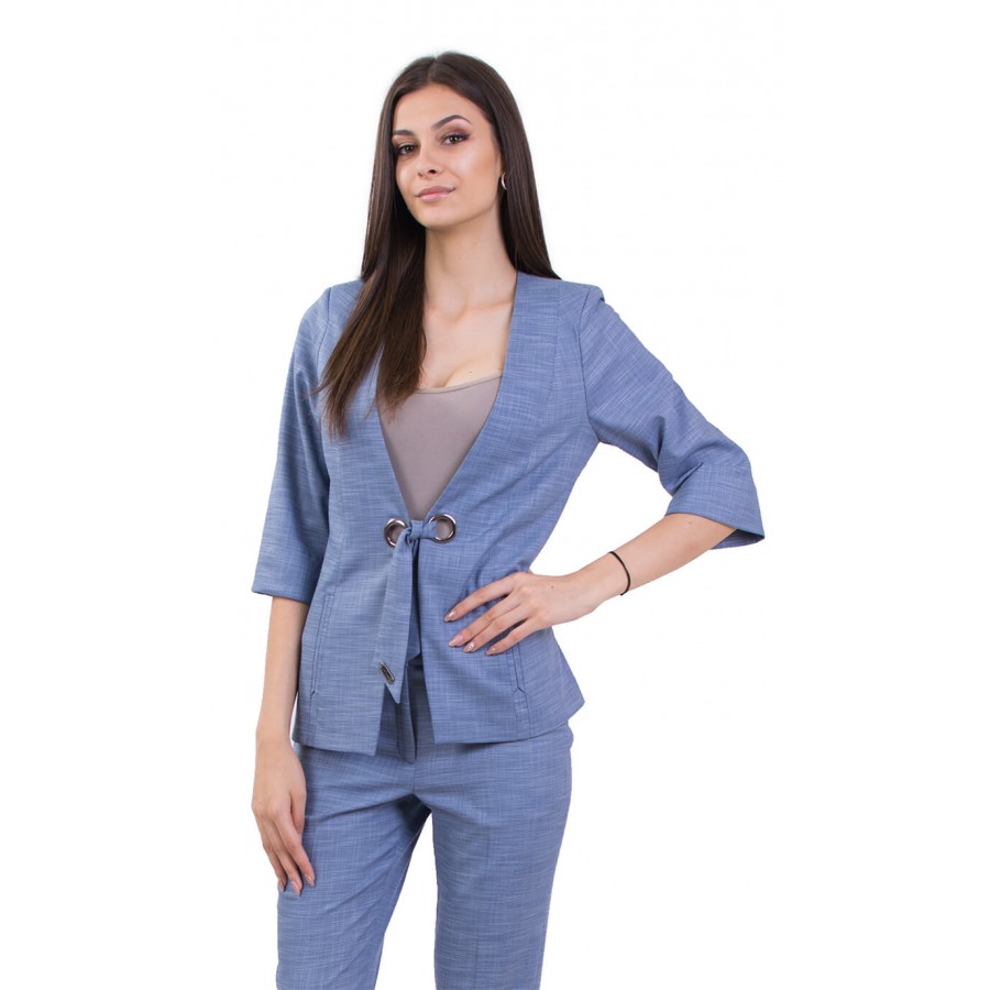 Дамско , Лятно Сако във Вид Лен 18160 BLUE | INISESS ® Дамско , Лятно Сако във Вид Лен 18160 BLUE | INISESS ®
